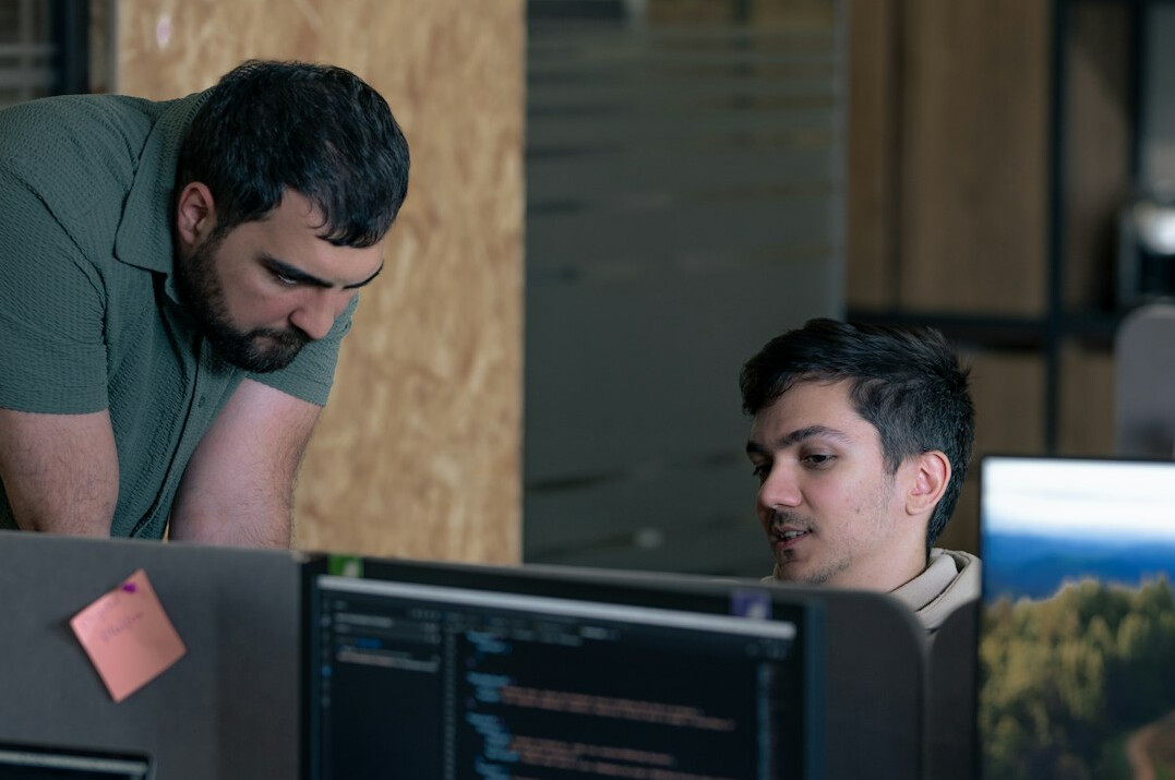 team collaborating on code