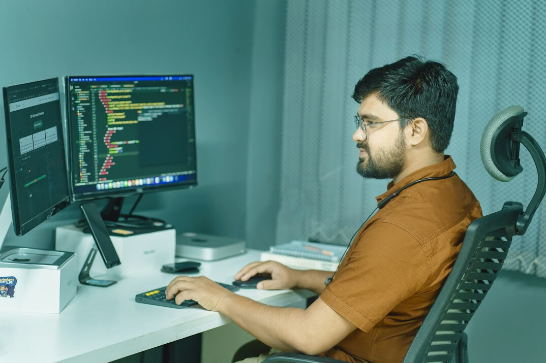 young programmer coding